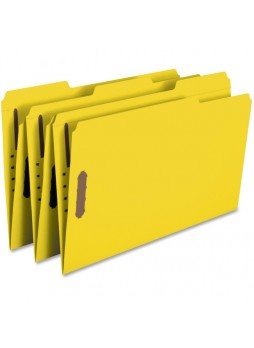 Smead Yellow Colored Fastener File Folders with Reinforced Tabs, Legal size, 0.75" expansion, 1/3 tab cut, Box of 50